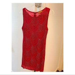 Alice + Olivia red beaded dress. Size 4